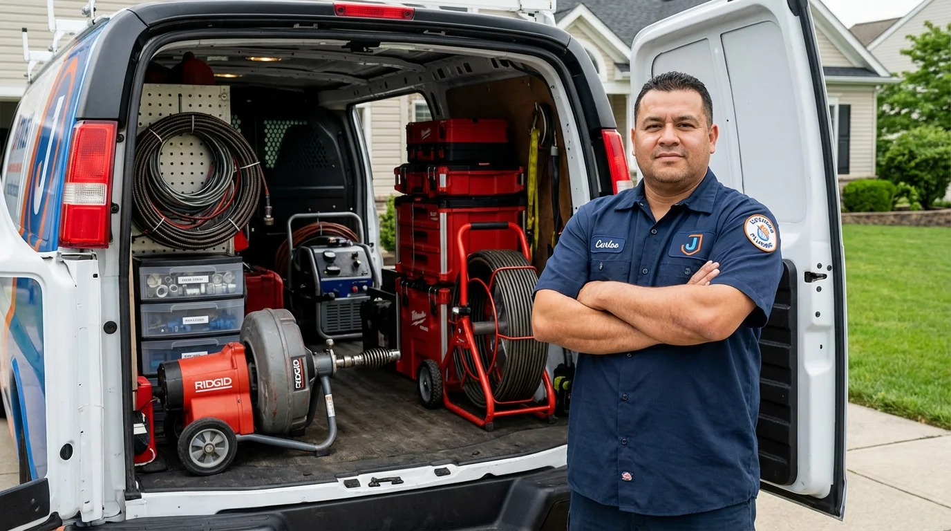 Professional drain cleaning equipment and Johns Plumbing LLC plumber in Graham