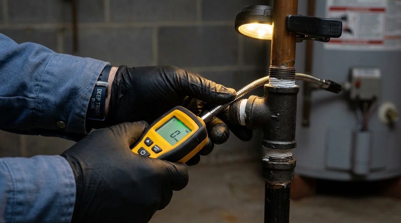 Gas leak detection with electronic sniffer by Johns Plumbing LLC in Graham