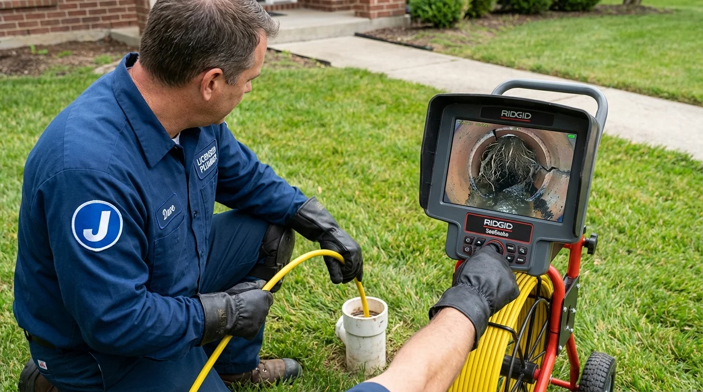 Sewer camera inspection being performed by Johns Plumbing LLC in Graham