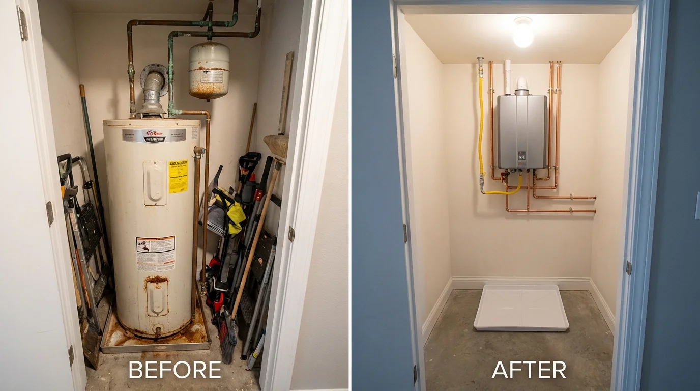 Tank water heater versus wall-mounted tankless unit comparison for Graham, NC homeowners